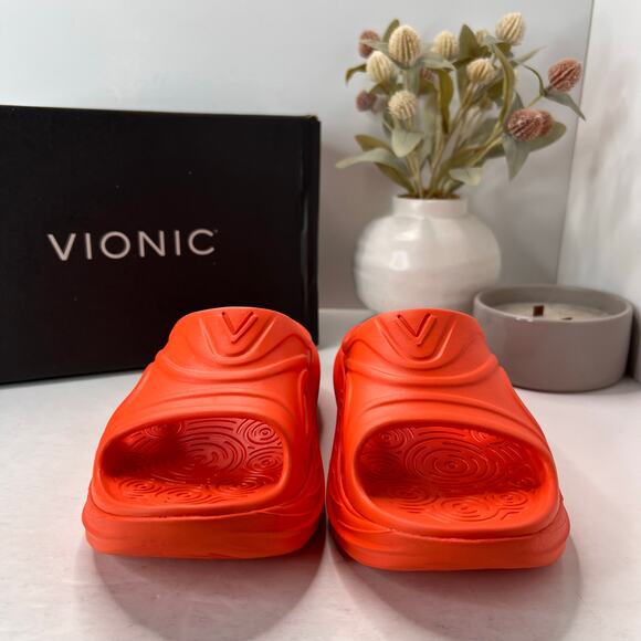 Vionic Cove RX Comfort Slide Sandals Tangerine Women 6/Men 4 NWB - Picture 1 of 10